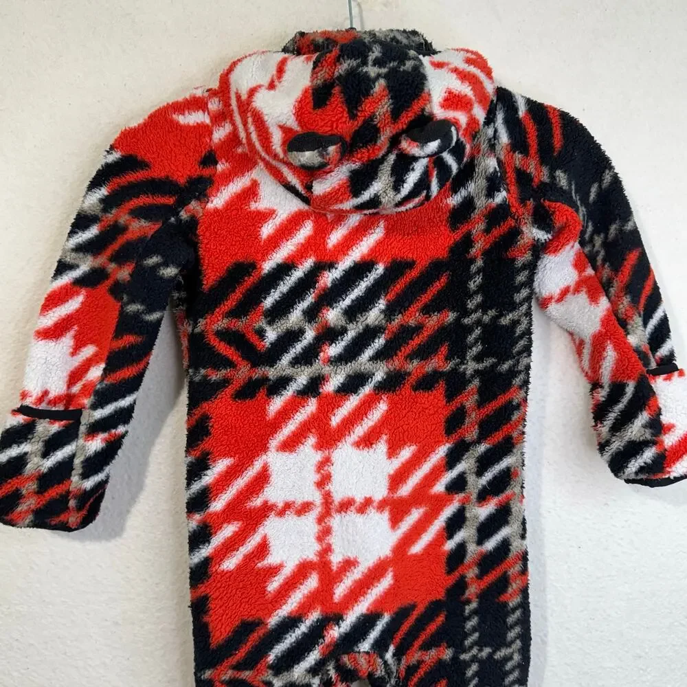 The North Face Baby Cabin Fleece One-Piece Red/Black Coveralls Winter Suit 24 Mo